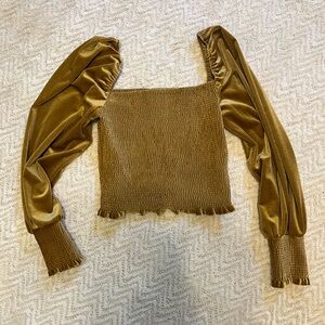 Gianni Bini Gold Puff Sleeve Blouse